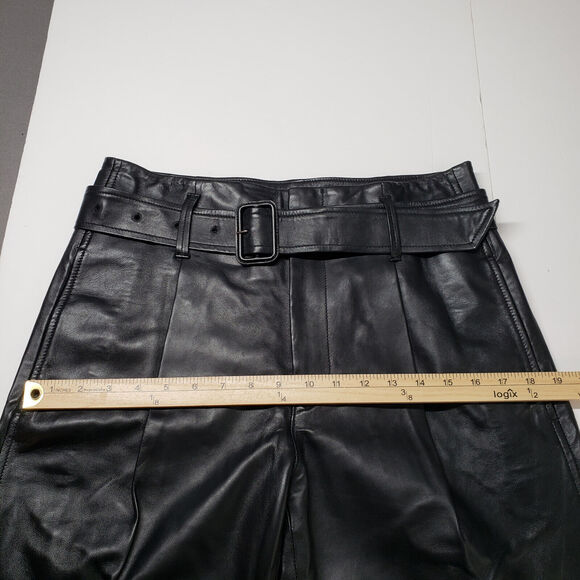 Polo Ralph Lauren Lambskin Leather Pants Womens 2 Black High Waisted Ankle Chic - Picture 8 of 16